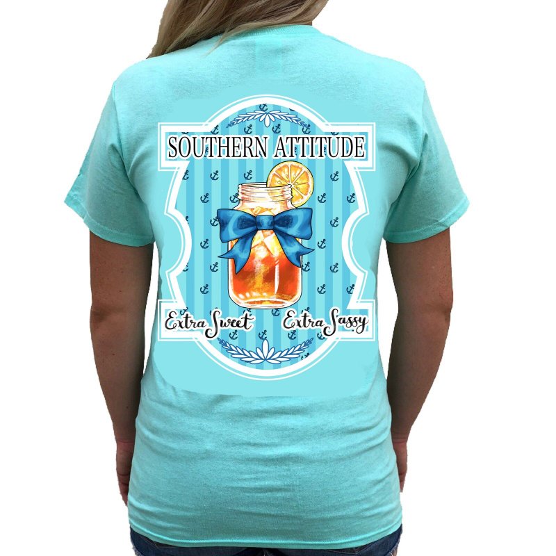Southern Attitude Extra Sweet Extra Sassy Tea Mason Jar T-Shirt - SimplyCuteTees