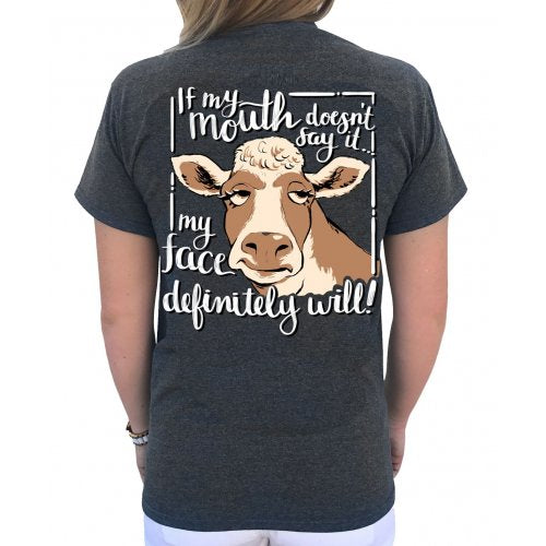 Southern Attitude Preppy Cow If My Mouth Doesn't Say It T-Shirt - SimplyCuteTees