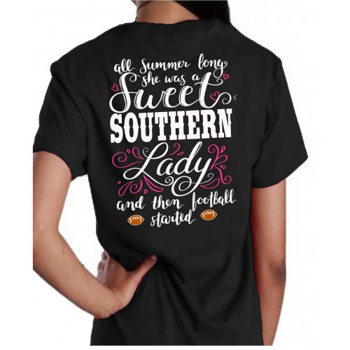 Southern Attitude Preppy Sweet Southern Lady Football T-Shirt - SimplyCuteTees