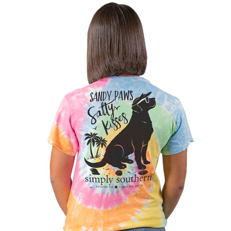 SALE Simply Southern Preppy Sandy Paws &amp; Salty Kisses Tie Dye T-Shirt