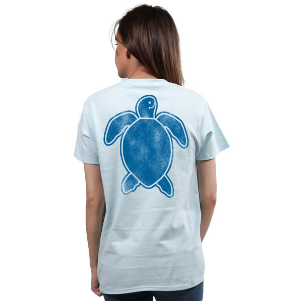 SALE Simply Southern Preppy Washed Logo Ice Blue Pocket Save The Turtles Collection T-Shirt - SimplyCuteTees