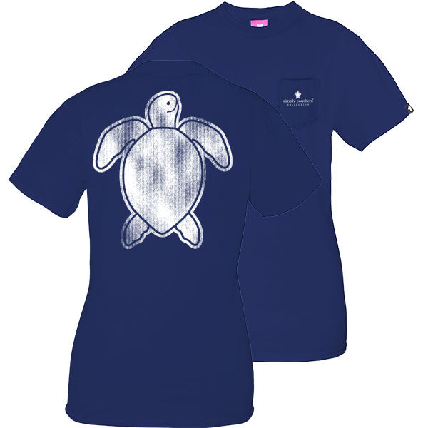 SALE Simply Southern Preppy Washed Logo Pocket Midnight Save The Turtles Collection T-Shirt - SimplyCuteTees