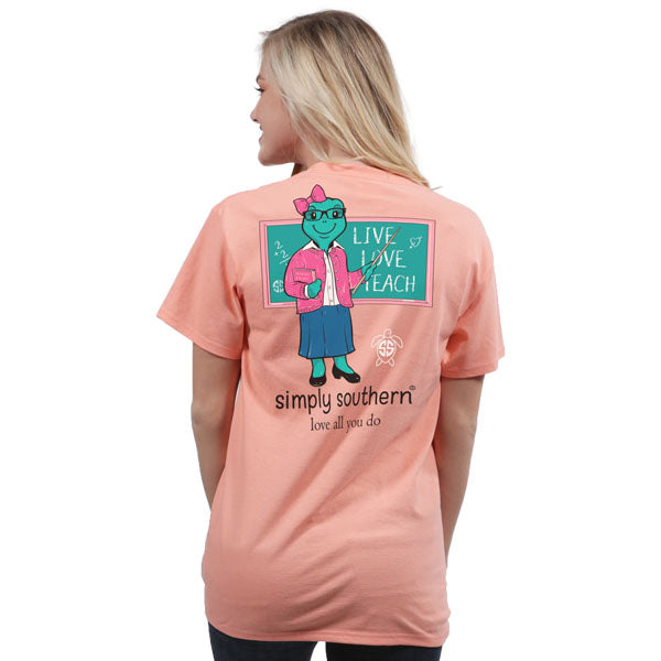 SALE Simply Southern Preppy Teacher Peachy Save The Turtles Collection T-Shirt - SimplyCuteTees