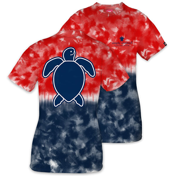 SALE Simply Southern Preppy Washed Logo America Tie Dye Save The Turtles Collection T-Shirt - SimplyCuteTees