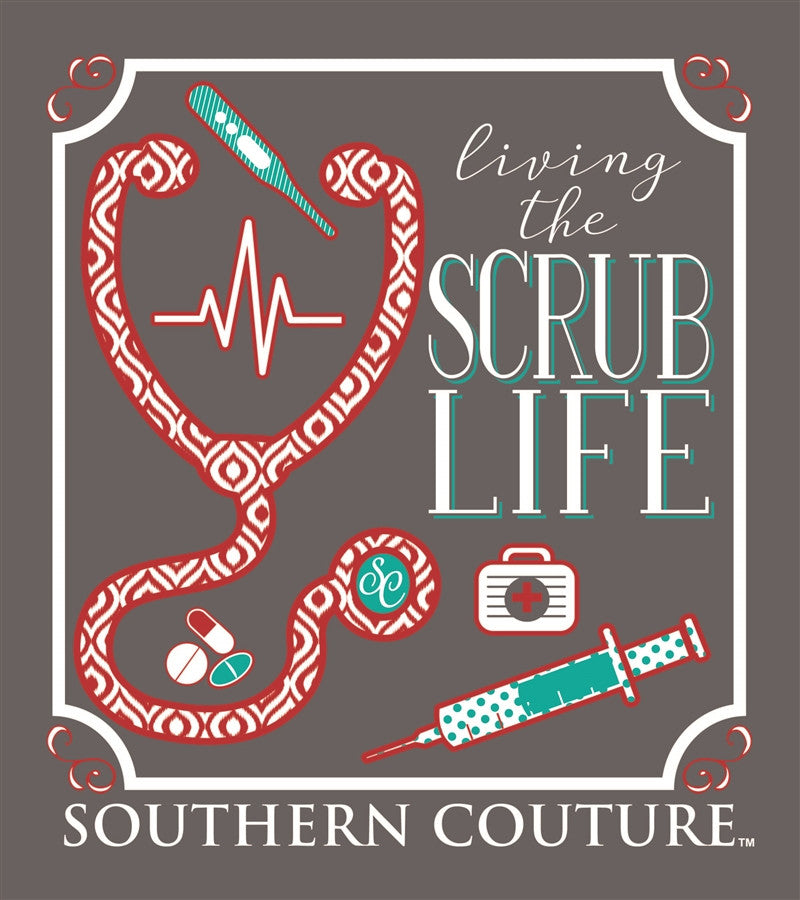 Southern Couture Preppy Living The Scrub Life Nurse Long Sleeve T-Shirt - SimplyCuteTees