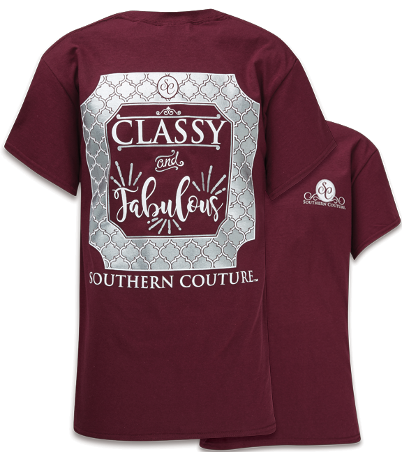 Southern Couture Preppy Classy & Fabulous Maroon T-Shirt - SimplyCuteTees