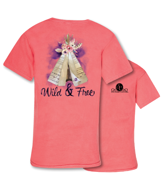 Southern Couture Wild &amp; Free Tepee Comfort Colors T-Shirt - SimplyCuteTees