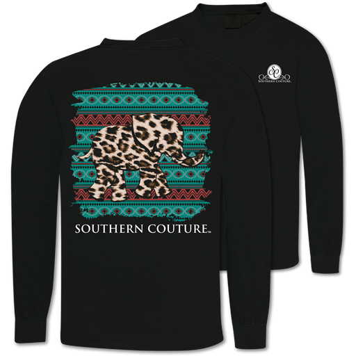 SALE Southern Couture Leopard Elephant Comfort Colors Long Sleeve T-Shirt - SimplyCuteTees