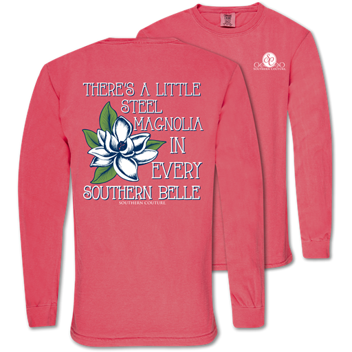 SALE Southern Couture A Little Steel Magnolia Comfort Colors Long Sleeve T-Shirt - SimplyCuteTees
