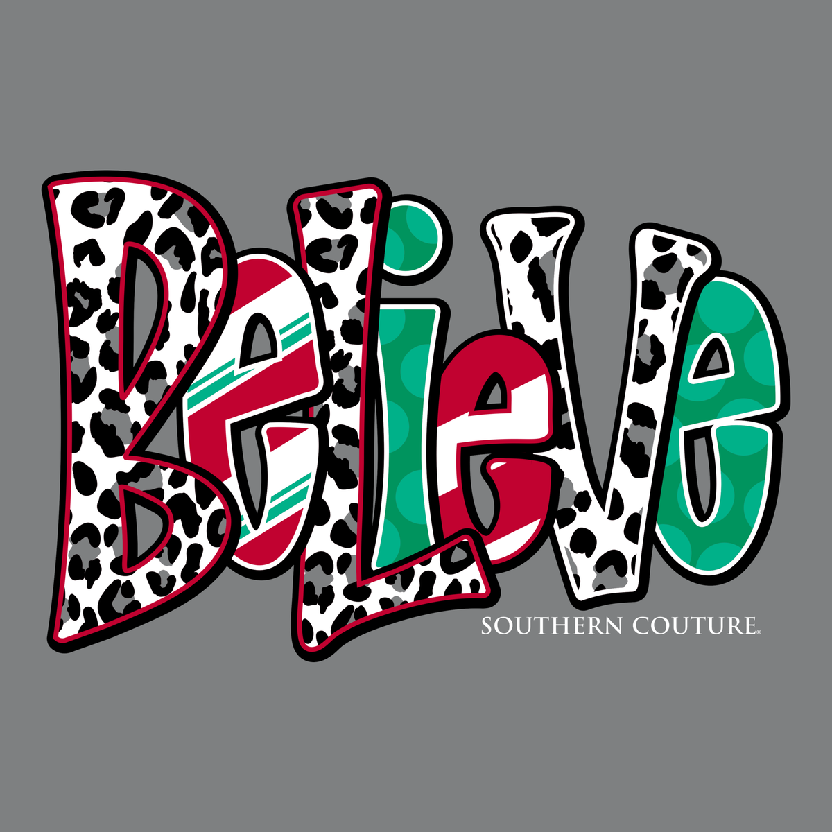 Southern Couture Christmas Believe Raglan Long Sleeve T-Shirt - SimplyCuteTees