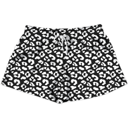 Southern Couture Black/White Leopard Lounge Shorts - SimplyCuteTees