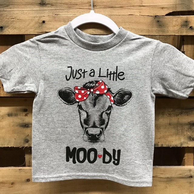 Southern Chics Funny Just a Little Moody Bandana Cow Toddler Youth Bright T Shirt - SimplyCuteTees