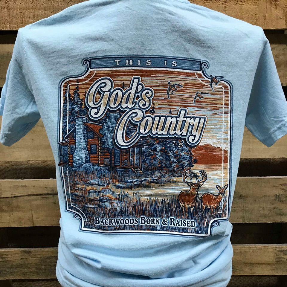 Backwoods Born &amp; Raised God's Cabin Country Comfort Colors Bright Unisex T Shirt - SimplyCuteTees