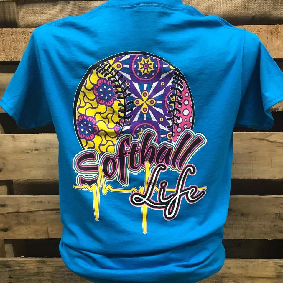 Southern Chics Softball Life Sports Girlie Bright T Shirt - SimplyCuteTees