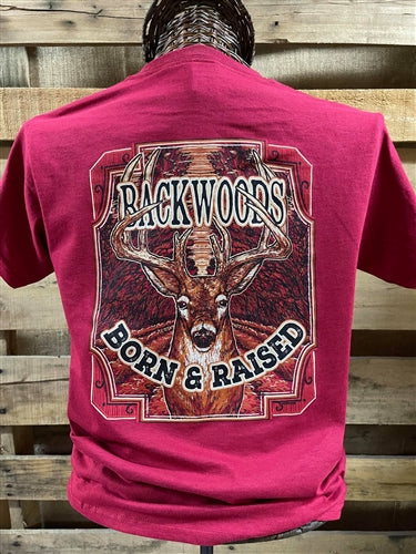 Backwoods Born &amp; Raised Deer Comfort Colors Unisex Bright T Shirt - SimplyCuteTees