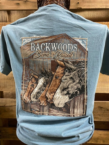 Backwoods Born & Raised Horses Comfort Colors Bright Unisex T Shirt - SimplyCuteTees