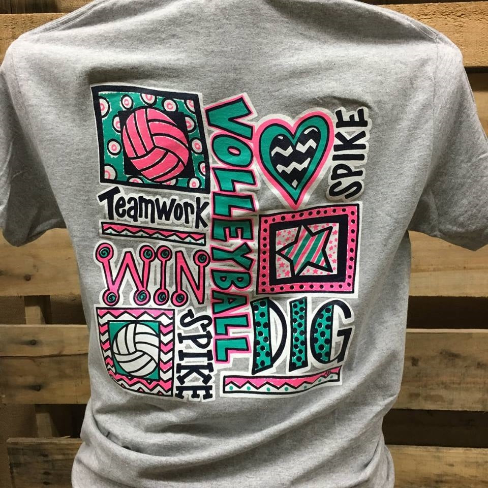 Southern Chics Volleyball Sports Gray Girlie  Bright T Shirt - SimplyCuteTees