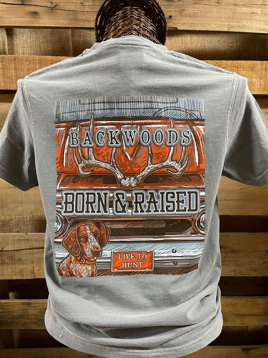 Backwoods Born &amp; Raised Live to Hunt Comfort Colors Unisex Bright T Shirt - SimplyCuteTees