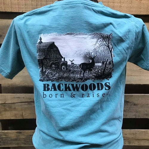 Backwoods Born &amp; Raised Barn Deer Buck Country Comfort Colors Bright Unisex T Shirt - SimplyCuteTees