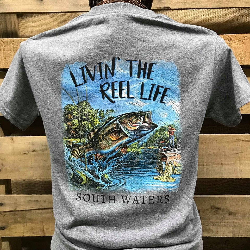Backwoods South Waters Livin' Fish Fishing Bright Unisex T Shirt - SimplyCuteTees