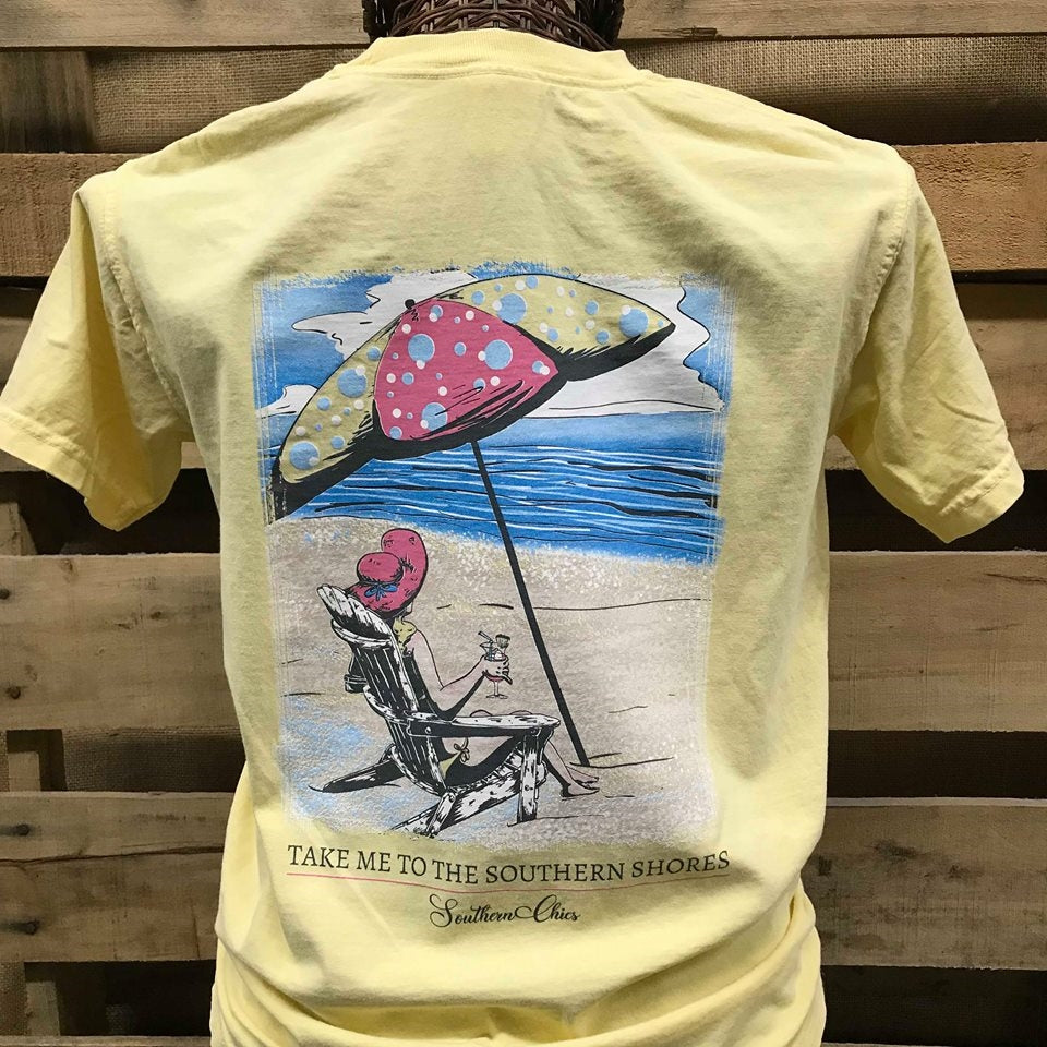 SALE Southern Chics Apparel Take Me to the Southern Shores Beach Comfort Colors Girlie Bright T Shirt - SimplyCuteTees