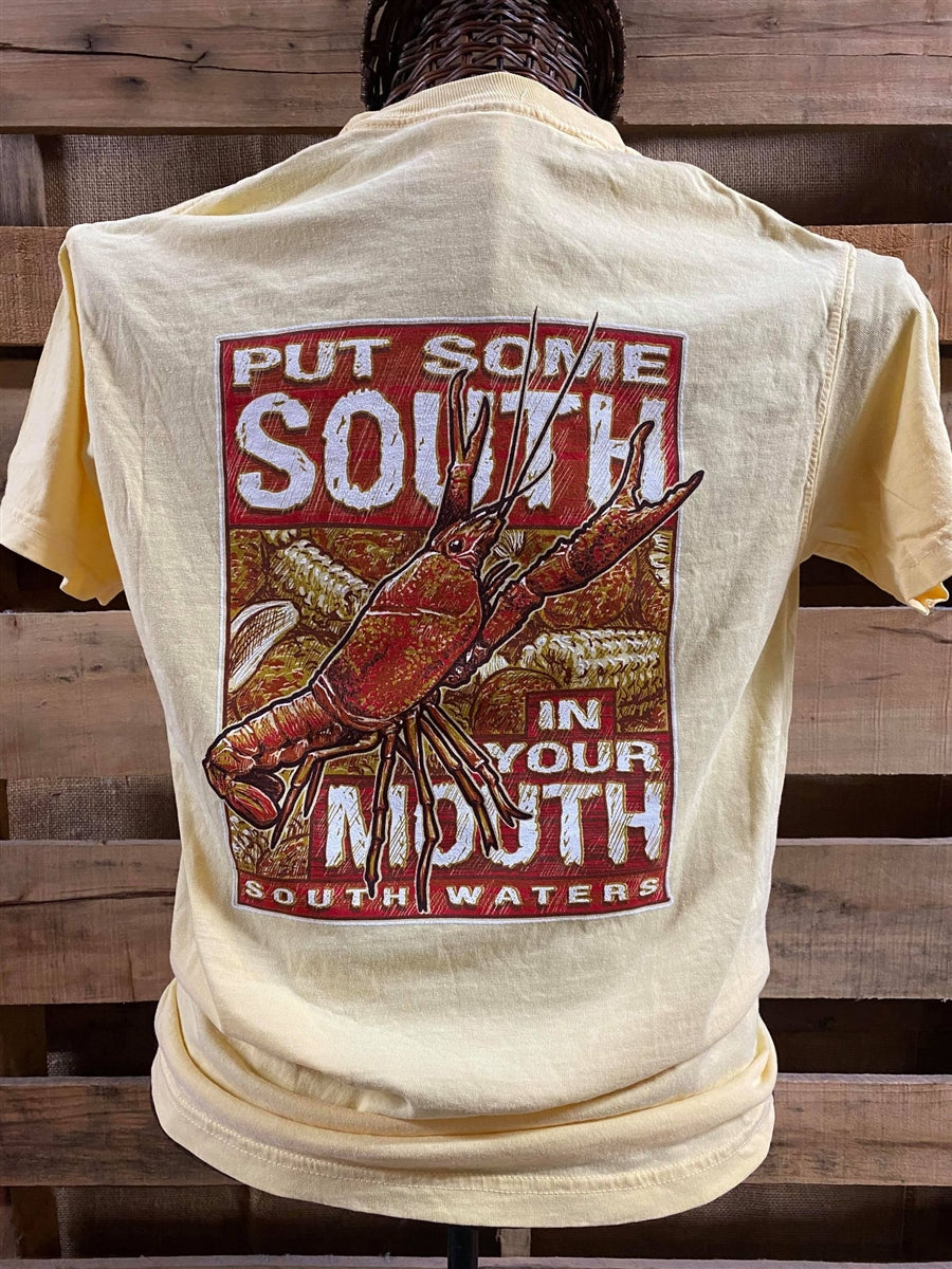 South Waters Put Some South in Your Mouth Crawfish Comfort Colors Bright Unisex T Shirt - SimplyCuteTees