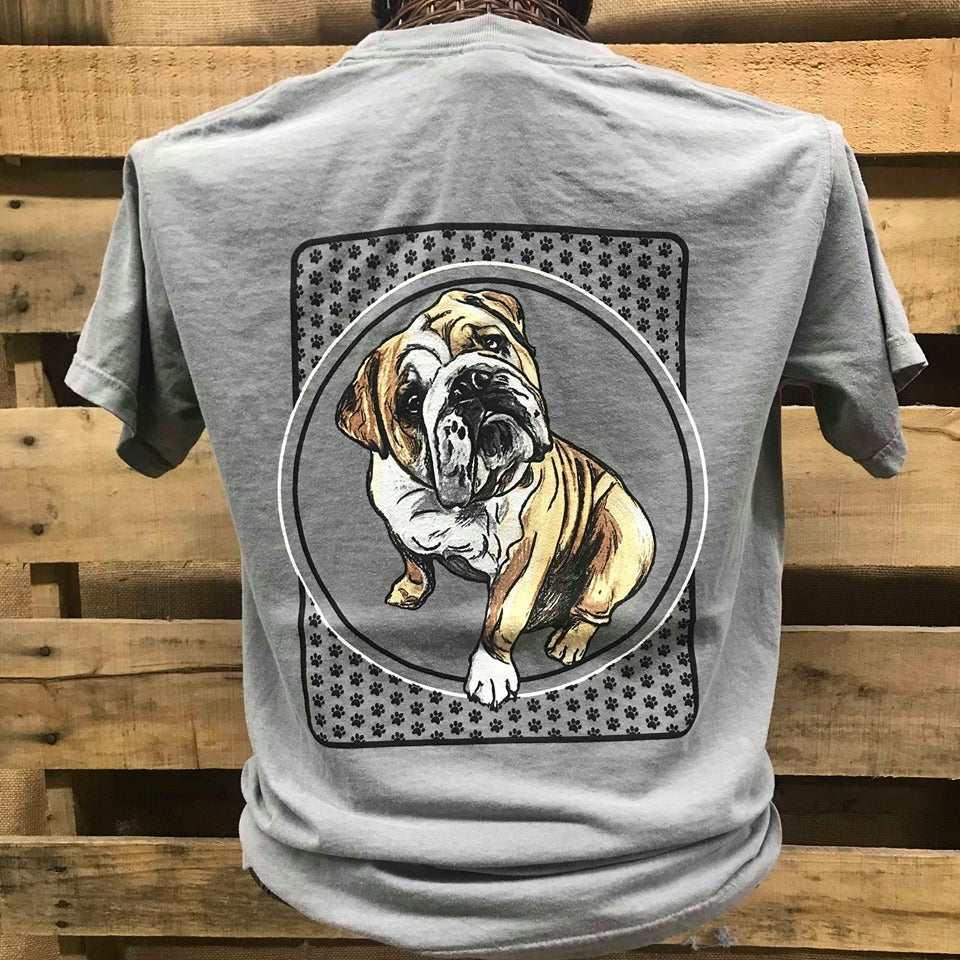 Backwood Dog Bulldog Paws Bright Comfort Colors Unisex T Shirt - SimplyCuteTees
