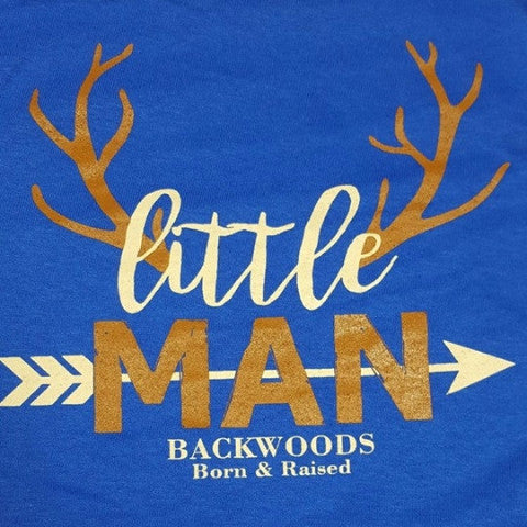 Backwoods Born &amp; Raised Lil Man Deer Arrow Bright Unisex Toddler Youth T Shirt - SimplyCuteTees