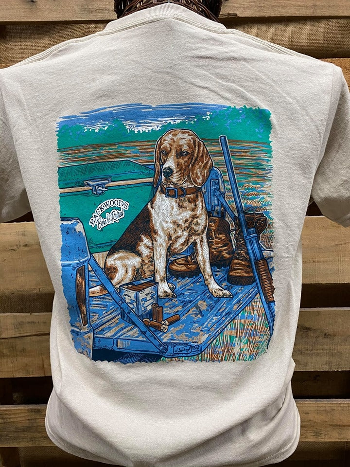 Backwoods Born &amp; Raised Beagle Dog on a Tailgate Comfort Colors Unisex T Shirt