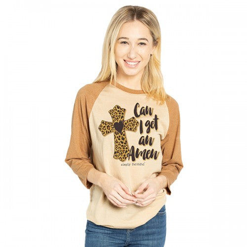 SALE Simply Faithful By Simply Southern Amen Leopard Cross Long Sleeve T-Shirt - SimplyCuteTees