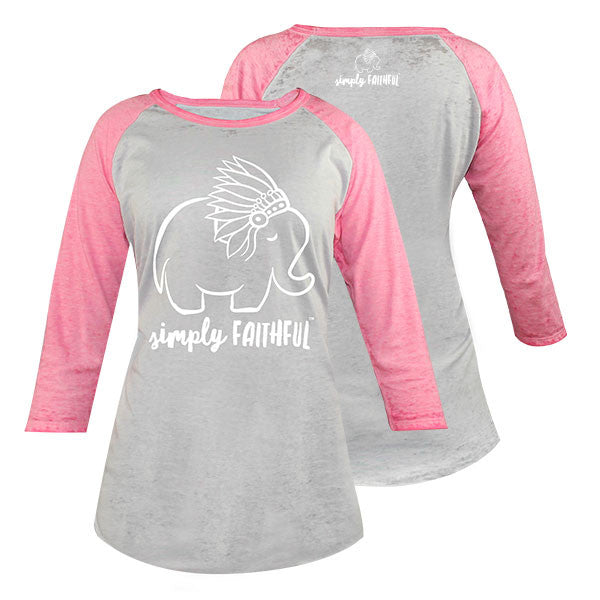 SALE Simply Faithful By Simply Southern Elephant Pink Long Sleeve T-Shirt
