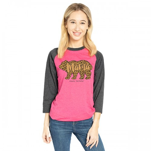 SALE Simply Faithful By Simply Southern Mama Bear Leopard Long Sleeve T-Shirt - SimplyCuteTees