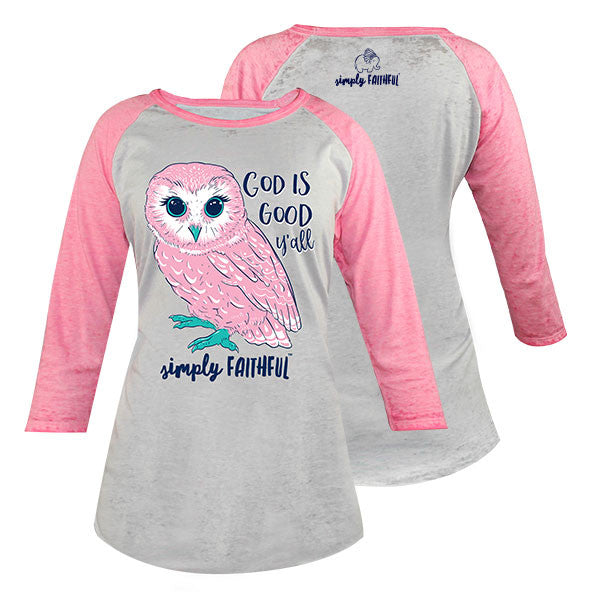 SALE Simply Faithful By Simply Southern God Is Good Owl Long Sleeve T-Shirt