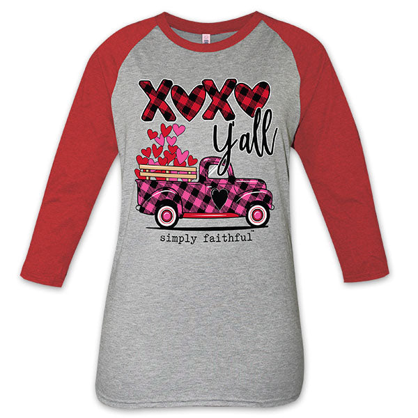 SALE Simply Faithful By Simply Southern XOXO Yall Valentine's Day Truck Long Sleeve T-Shirt - SimplyCuteTees