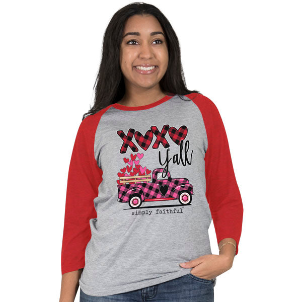 SALE Simply Faithful By Simply Southern XOXO Yall Valentine's Day Truck Long Sleeve T-Shirt - SimplyCuteTees