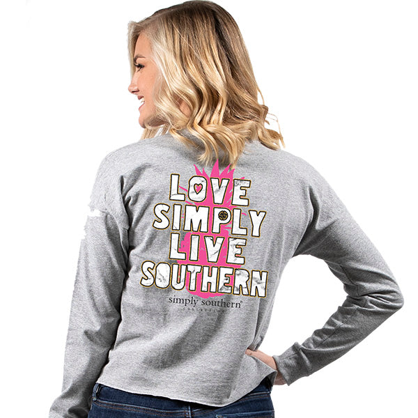 Simply Southern Preppy Live Love Pineapple Shortie Crop Top Long Sleeve T-Shirt - SimplyCuteTees