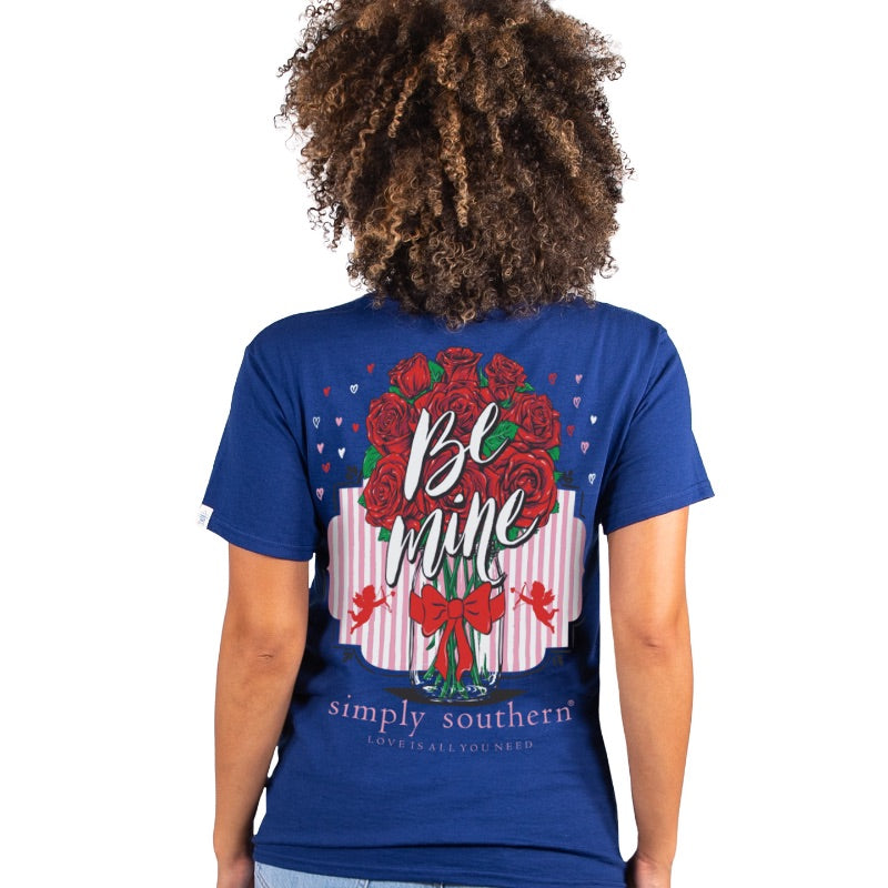 Simply Southern Be Mine Valentine Flowers T-Shirt - SimplyCuteTees