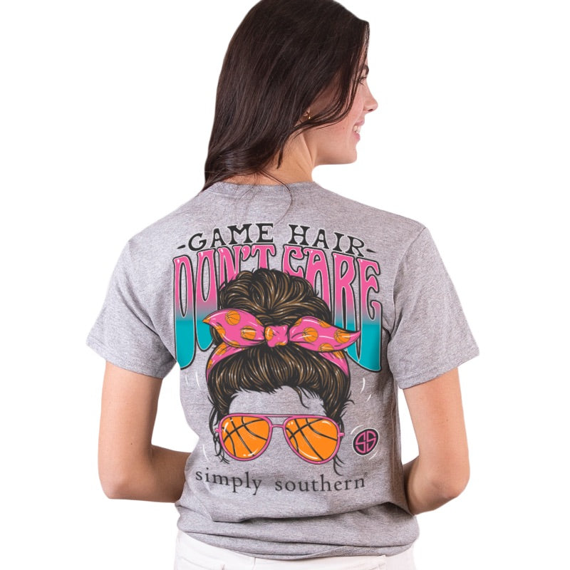 Simply Southern Game Hair Don't Care Basketball T-Shirt