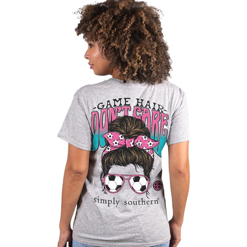 Simply Southern Game Hair Don't Care Soccer T-Shirt