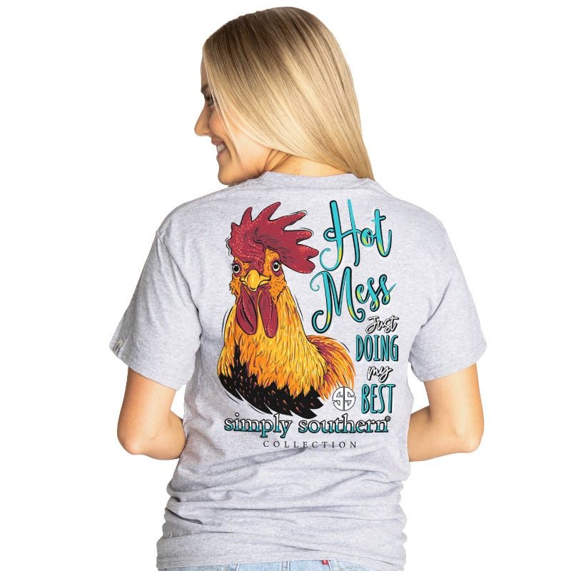 Simply Southern Preppy Hot Mess Rooster T-Shirt - SimplyCuteTees