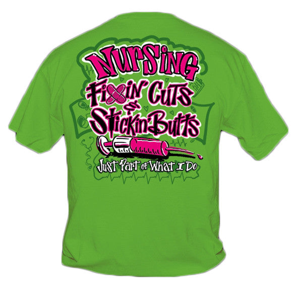 Sweet Thing Funny Nurse Fixin Cuts Neon Green Girlie Bright T-Shirt - SimplyCuteTees