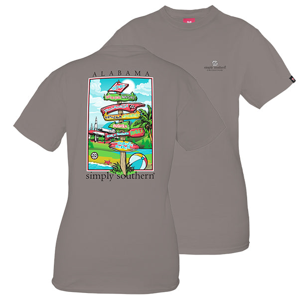 Simply Southern Preppy Alabama State Signs T-Shirt - SimplyCuteTees