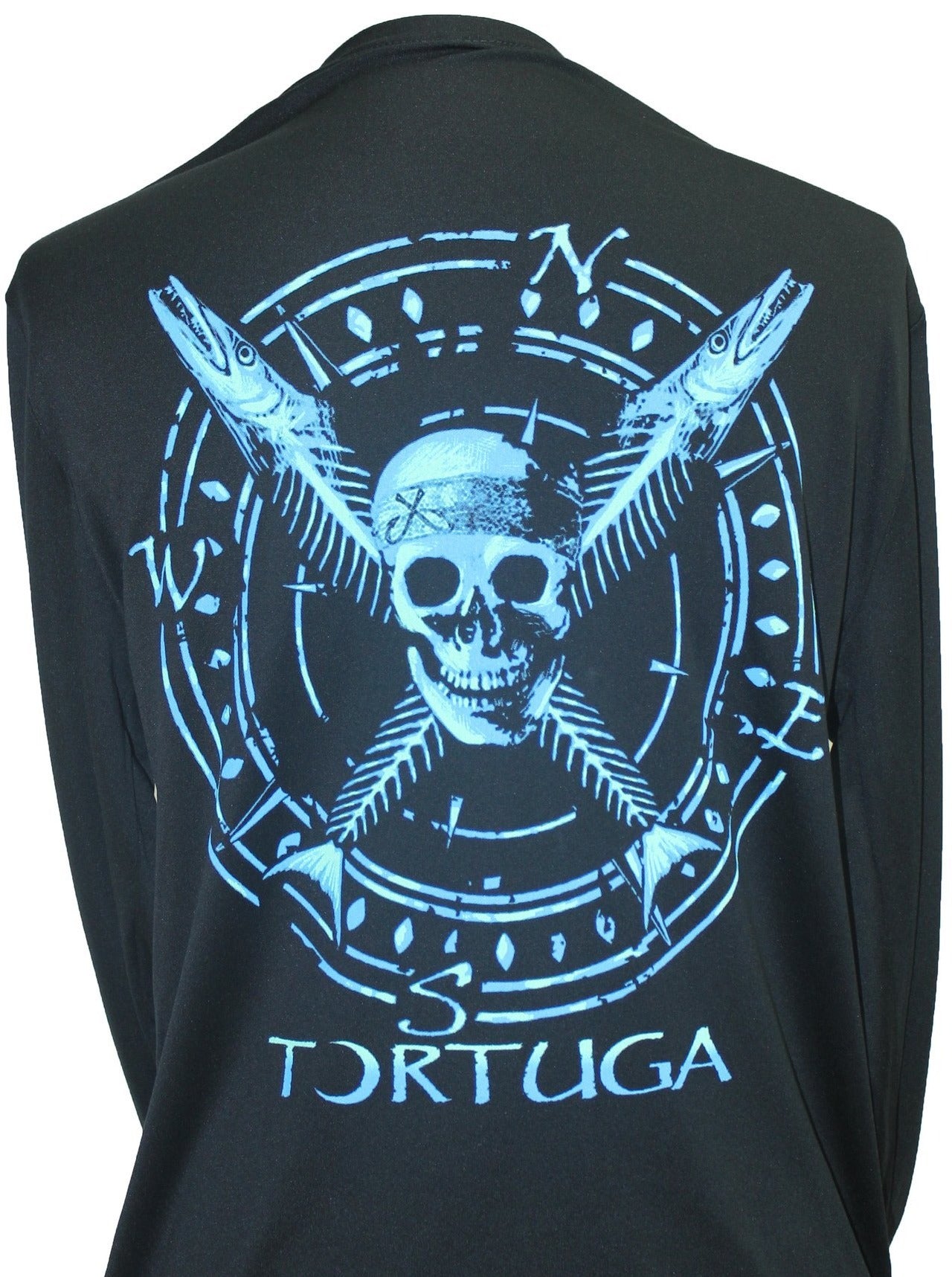 Southern Attitude Tortuga Moon Skull Bones Unisex Sport Tech  UV Protection Swim Rashguard T-Shirt
