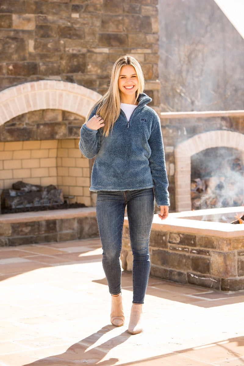 SALE Simply Southern Classic Cobalt Sherpa Long Sleeve Sweatshirt