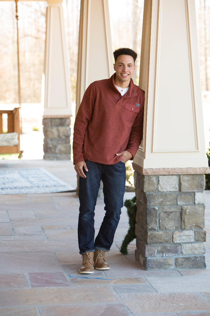 Simply Southern Brick Snap Pullover Sweater Unisex Jacket