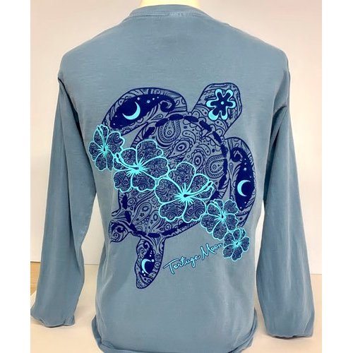 Southern Attitude Tortuga Moon Flower Turtle Comfort Colors Long Sleeve T-Shirt - SimplyCuteTees
