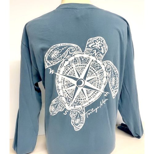 Southern Attitude Tortuga Moon Compass Turtle Comfort Colors Long Sleeve T-Shirt - SimplyCuteTees