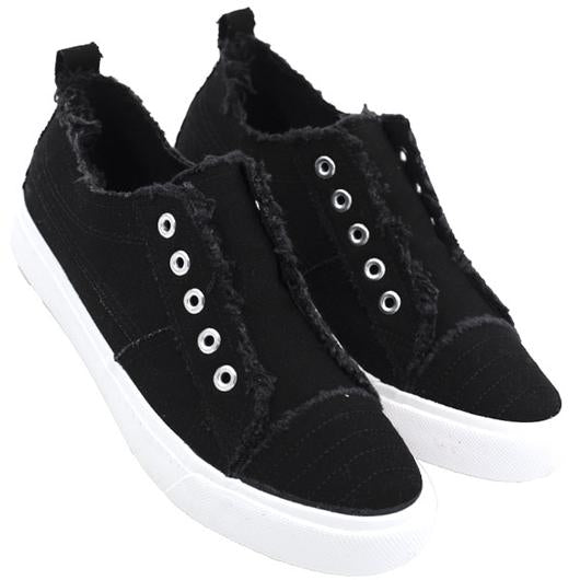Girlie Girl Originals Preppy Black Distressed Sneaker Shoes - SimplyCuteTees