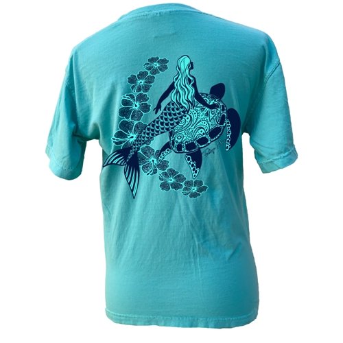 Southern Attitude Tortuga Moon Mermaid Turtle Comfort Colors T-Shirt - SimplyCuteTees