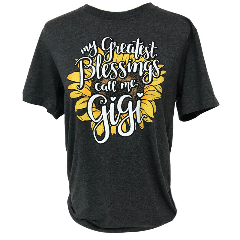 Southern Attitude Blessings Call Me Gigi Soft Canvas Front Print T-Shirt - SimplyCuteTees